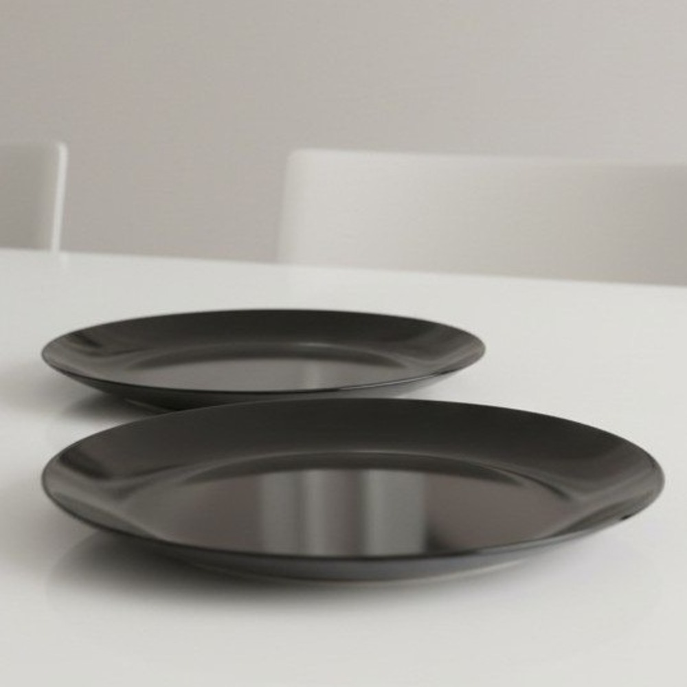 IKEA 15199 Black Stoneware Dinner Plates Set of 2